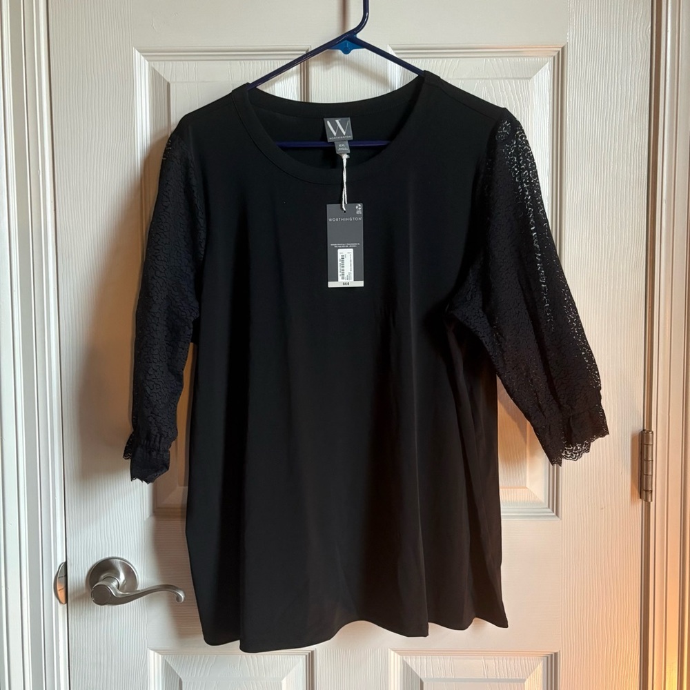 WORTHINGTON Lace Sleeve Blouse